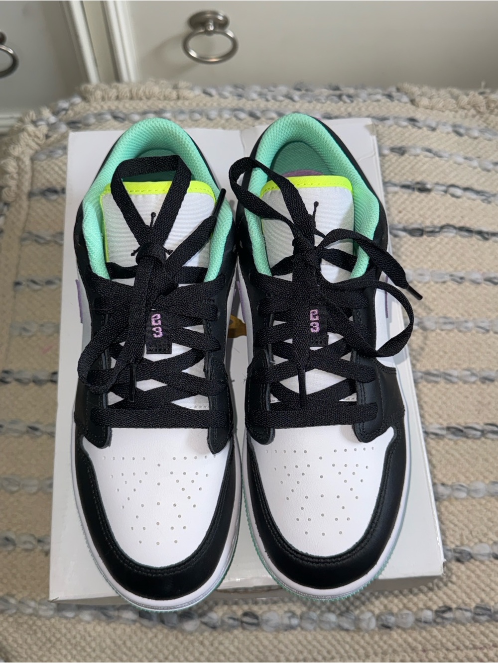 Nike Women's Sneakers Black White Mint with Neon Yellow Accent